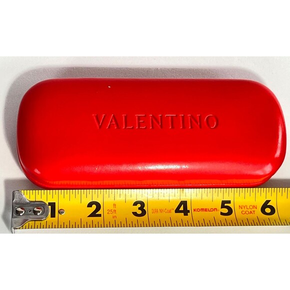 Valentino Cherry Red Eyeglasses Hard Eyeglass Case Leather Clamshell 6\